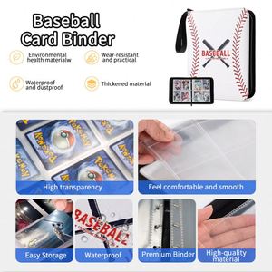 Classeur et album de collection FUXI personnalisé en cuir PU à 4 pochettes pour 400 cartes, avec fermeture éclair, idéal pour cartes de visite - Product Image 3