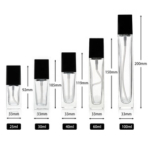 Botella cuadrada de vidrio para loción, botella de espray para loción cosmética, frascos de vidrio para crema, 20ml, 30ml, 40ml, 60ml, 100ml, 20g, 50g - Product Image 6