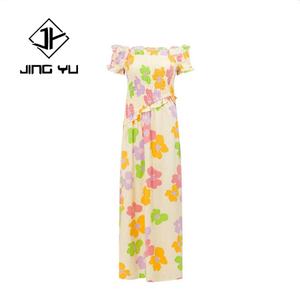 Robe décontractée plissée à volants imprimée sur mesure 2026, mélange de lin et de coton de haute qualité, robe de plage - Product Image 6