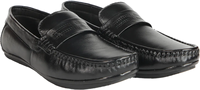 Mocassins Ashwin pour hommes en cuir véritable noir, confortables, souples, décontractés, pour le bureau, toutes saisons, motif uni