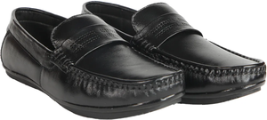 Mocassins pour hommes en cuir véritable noir, à enfiler, confortables, souples, décontractés, pour le bureau, toutes saisons, motif uni - Product Image 2