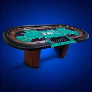 طاولة بوكر تكساس هولدم مع إضاءة، مصنوعة من الخشب، تتسع لـ 9-10 لاعبين للترفيه - Product Image 3