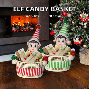 Panier à bonbons de Noël, boîte à friandises ronde, boîte à collations de fête, récipient cadeau festif pour la décoration de fête - Product Image 2
