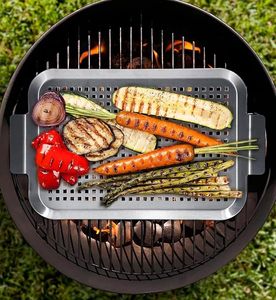 Vassoio per Barbecue in Acciaio Inox Personalizzabile / Teglia per Grigliare per Griglie Esterne con Fori e Manici Colore e Dimensioni Personalizzabili - Product Image 6
