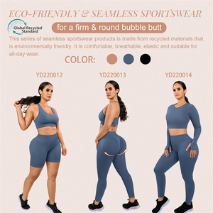 HEXIN Custom 2 pezzi Eco Friendly Yoga vestiti manica lunga Sport Crop Top Gym Suit Plus Size Yoga GYM Wear set Fitness donna - Product Image 5