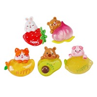 Breloques en résine brillante effet glacé, motifs fruits et animaux de dessin animé, pour coques de téléphone, bracelets, accessoires de bricolage et embellissements artisanaux