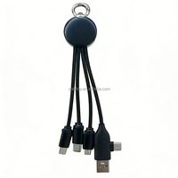 Kabel Pengisi Daya 4 in 1 Murah Grosir Promosi Gantungan Kunci Menyala Logo Kustom Nilon Terjalin Multi Port Tipe C Micro USB Tipe C