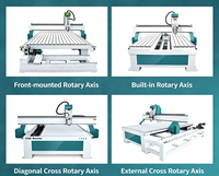 Routeur CNC 4 axes pour le bois avec commande NC Studio, axe rotatif, sculptures en relief 3D et portes d'armoires 3,0 kW-6,0 kW 1300x2500 mm