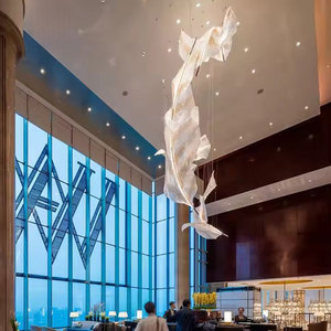 תליון אורות יוקרה עיצוב פנים קישוט אור אור גדול אולם הלובי חדר הכנסייה גרם מדרגות מותאם אישית נברשות קריסטל - Product Image 4