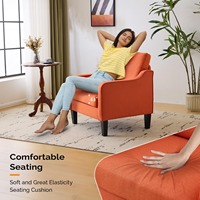 Fauteuil d'appoint en cuir PU de style Mid-Century Modern avec accoudoirs incurvés, chaise de lecture rembourrée pour salle à manger, salon, chambre, appartement, bureau