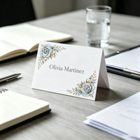 Marque-places pliables élégants à motif floral, cartes de nom vierges pour mariage, cartes de place de luxe pour décoration de table de mariage, banquet ou fête sur pelouse