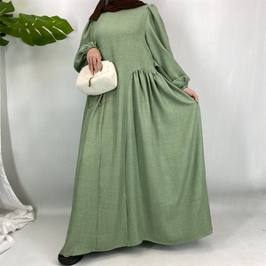 2025 New Arrival Modest Muslim Maxi <b>Dress</b> Pockets Side Pleated Design Elegant Loose Fit <b>Long</b> Sleeve Lightweight Breathable - Product Image 6