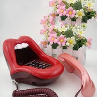 Nouveauté Sexy lèvres bouche téléphone filaire Mini téléphone fixe avec indicateur LED Audio/impulsion cadran langue étirement caractéristique