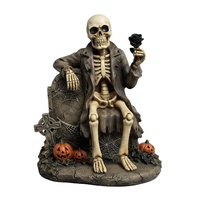 Figurine de squelette personnalisée pour Halloween, statue en résine, rose noire, scène de cimetière, décoration gothique effrayante pour la maison, cadeau