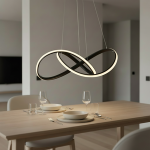 Lámpara Colgante LED Moderna y Elegante de Aluminio y Silicona con Forma Curva, Altura Ajustable para Interiores - Product Image 5