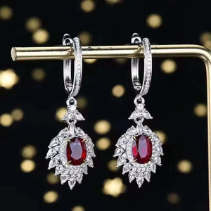 เครื่องประดับชั้นดี SGARIT ทองคำขาว 18k ทับทิมสีแดงธรรมชาติ 2.1 กะรัต รูปไข่ ต่างหูแบบติด สำหรับผู้หญิง พร้อมใบรับรอง AIGS - Product Image 3