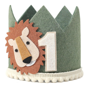Chapeau en feutre couronne de lion DAMAI pour fête d'anniversaire sur le thème de la jungle Wild One, accessoires photo pour garçons, fournitures de décoration pour fête d'anniversaire animale - Product Image 5
