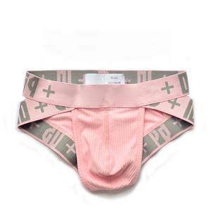 Y 2022 New Arrivals Sexy Low Rise Men's Jockstrap Gay Letter Underwear Young Men Solid Color High <b>Elastic</b> Cotton Sports Brief - Product Image 4