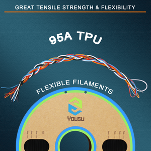 YOUSU <span class=keywords><strong>TPU</strong></span> 1.75mm 2.85mm 1kg sans déformation et diamètre de précision Filament 3d Filament flexible 65A/75A/85A/95A pour imprimantes 3d Noir - Product Image 3