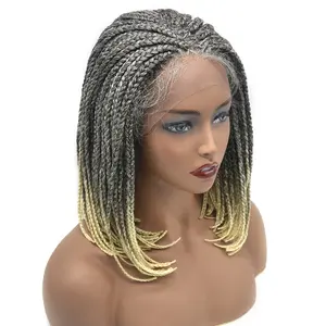 USA Stock Mix Color 1 b613t Bob Style trecce corte trecce parrucche in pizzo Cornrow con i capelli del bambino