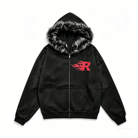Sweat à capuche surdimensionné de haute qualité pour hommes Logo personnalisé surdimensionné avec une veste à capuche bordée de fourrure