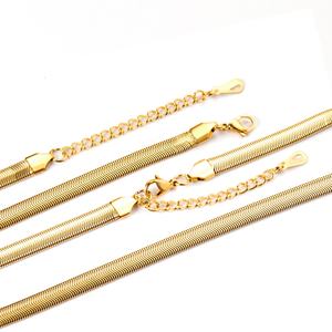 Collar de Cadena Plana de Acero Inoxidable, Resistente al Agua, con Colgante Chapado en Oro de 18k, para Unisex - Product Image 1