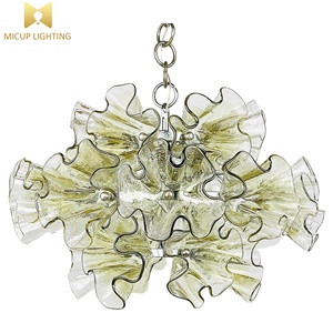 Lustre en verre de Murano vert minimaliste nordique, lustre décoratif d'art de château de luxe français - Product Image 4