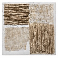 Toile murale abstraite et 3D en toile de jute et tissu, œuvre d'art texturée beige Wabi Sabi pour la décoration d'hôtels et de maisons