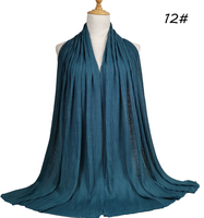 Hijab musulman en coton mercerisé en jersey côtelé Foulard tendance Épaule drapée Hijab musulman