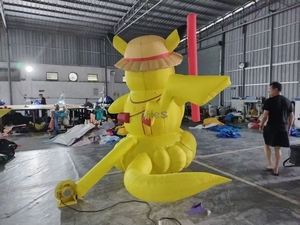 Modèle gonflable <span class=keywords><strong>Pikachu</strong></span> personnalisé avec chapeau de paille, adorable <span class=keywords><strong>Pikachu</strong></span> géant gonflable jaune, modèle de personnage de dessin animé pour la décoration - Product Image 6