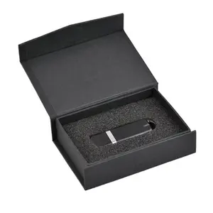 定制豪华零售演示产品u盘礼品包装盒黑色硬质礼品盒带黑色泡沫插页