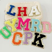 Lettres thermocollantes en chenille 8CM A-Z, lettres alphabet à paillettes pour sacs, vêtements, serviettes, patchs thermocollants en chenille pour homme et femme