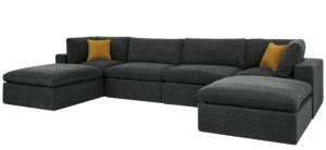 Ensemble de canapés modulaires sectionnels Cloud, design en U surdimensionné, mousse haute densité, assise profonde, tissu adapté aux appartements - Product Image 3