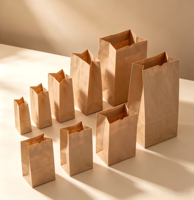 Sac en papier kraft brun personnalisé rectangulaire SOS pour boulangerie, emballage alimentaire, sac à lunch blanc avec logo