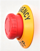 Interrupteur à bouton-poussoir d'arrêt d'urgence IDEC du Japon, YW1B-V4E01R, avec étiquette de signalisation d'avertissement, ensemble de 5 pièces, 22 mm