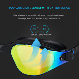 Lunettes de natation pour adultes en gros, monture large, grand champ de vision, étanches, en silicone électroplaqué - Product Image 4
