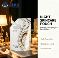 Pochette de sécurité personnalisée imprimée avec feuille d'or, à bec verseur, scellée sur trois côtés, pour emballage cosmétique liquide de masques d'algues et de soins de la peau, avec bouchon à vis