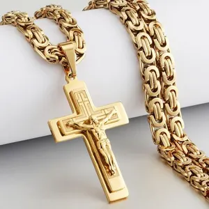 Lazer kazınmış Metal emaye Allah üçgen kolye fotoğraf şık İsa çapraz madalyon