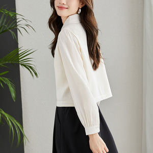 Camicette eleganti in raso <span class=keywords><strong>con</strong></span> bottone <span class=keywords><strong>con</strong></span> <span class=keywords><strong>nodo</strong></span> e bottone in seta a righe leggere da donna - Product Image 3