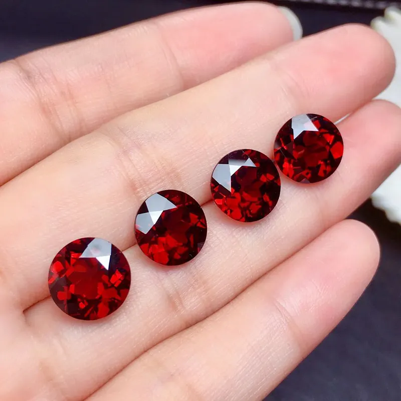 High Quality Stone Jewelry Natural Garnet Round 6 * 6/7 * 7/8 * 8 Bare Stone Ring with Bright Color