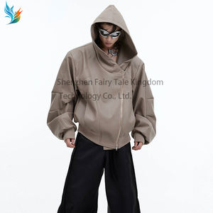 Giacca Invernale da Uomo Oversize a Doppio Strato con Cerniera in Pelle Vegana, Giacca Corta con Cappuccio Stile Highstreet - Product Image 6