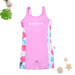 Costume intero da bagno da ragazza viola chiaro e rosa chiaro con stampa di piante per <span class=keywords><strong>il</strong></span> nuoto termale da spiaggia per bambini - Product Image 1