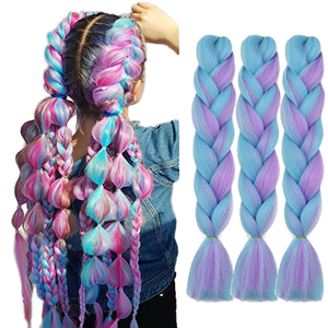 FANWYFYU pour tresses 3 paquets 24 pouces Extensions de cheveux professionnelles pour femmes Tresses torsadées au crochet (violet clair) - Product Image 1