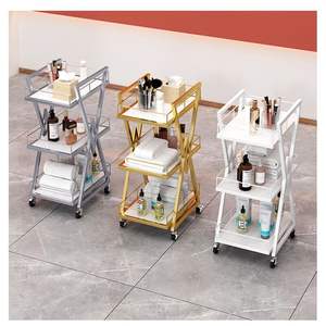 Chariot de manucure en or rose, chariot de barbier roulant avec roues, cadre en métal, meubles de haute qualité, imperméables, vente en gros - Product Image 4