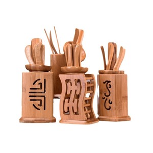 Pinzas para té de bambú, juego de té de seis piezas para té Kung Fu, accesorios hechos de cobre puro y madera maciza, tazas de té y pinzas. - Product Image 1