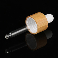 18/410 compte-gouttes en verre haut de pipette cercle de bambou naturel 18MM dessus de compte-gouttes noir à visser en bambou pour bouteilles d'huile essentielle