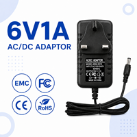 Adaptateur secteur AC/DC 6W certifié CE et homologué UL, style prise murale 6V 1A, prise UK 5,5x2,5mm, pour caméra de sécurité, vente en gros sur mesure