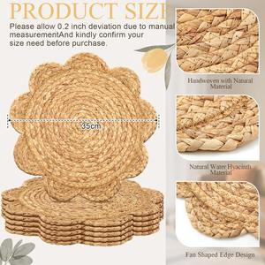 Round Woven Wood Placemats Plate Chargers Wooden Beads Napkin <b>Rings</b> Scalloped Edge Wood Place Mats Non-Toxic Traditional Chinese - Product Image 2