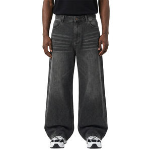 TOPSHOW Fabricante de Mezclilla, <span class=keywords><strong>Pantalones</strong></span> Vaqueros Anchos de Pierna Ancha, Estilo Vintage, Lavado Negro, Unisex, Personalizados, para <span class=keywords><strong>Hombre</strong></span> - Product Image 1