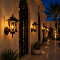 Lámpara de Pared Decorativa para Exteriores con Pantalla de Eslabones de Cadena para Iluminación de Jardín de Villa